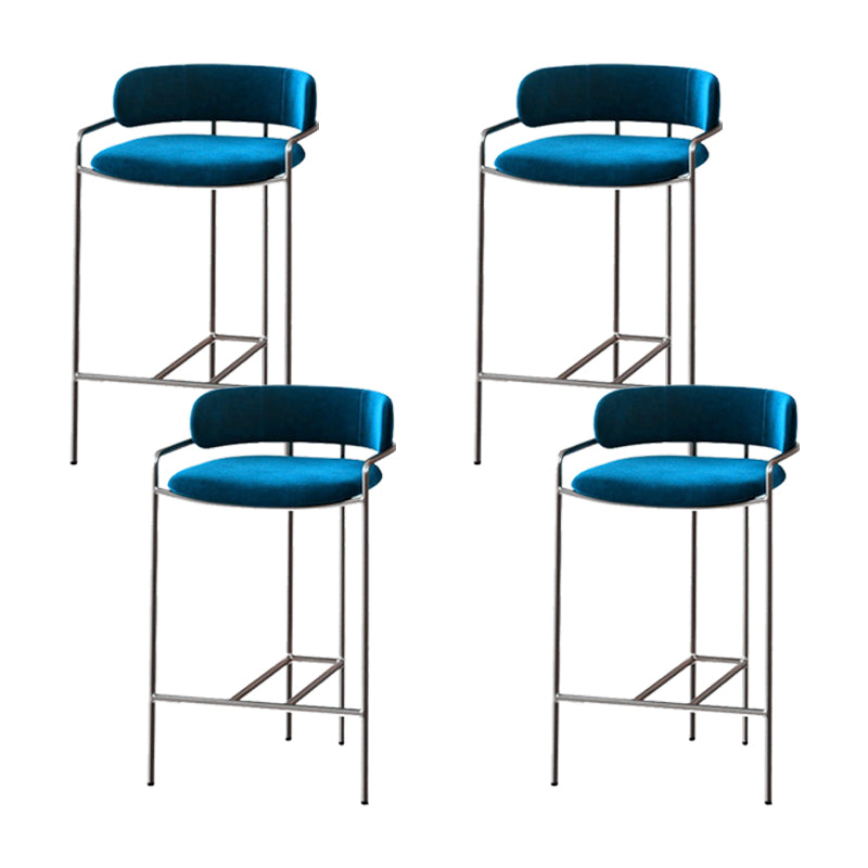 Modern Indoor Upholstered Bar Stool Low Back Footrest Counter Stool