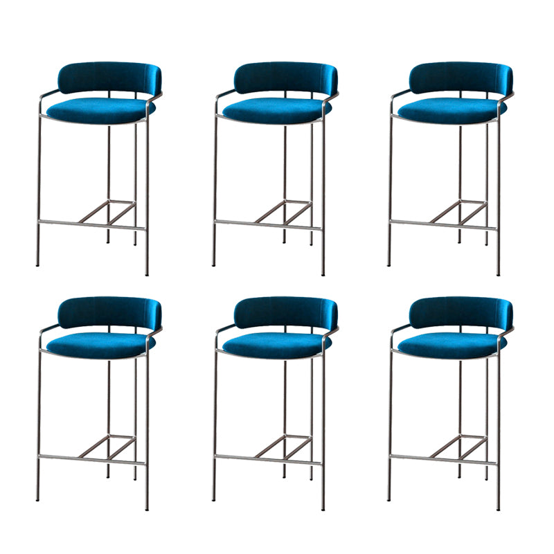 Modern Indoor Upholstered Bar Stool Low Back Footrest Counter Stool