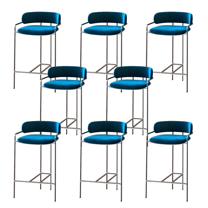 Modern Indoor Upholstered Bar Stool Low Back Footrest Counter Stool