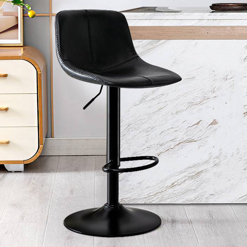 Modern Home Adjustable Height Barstool Matte Finish Leather Swivel Stool