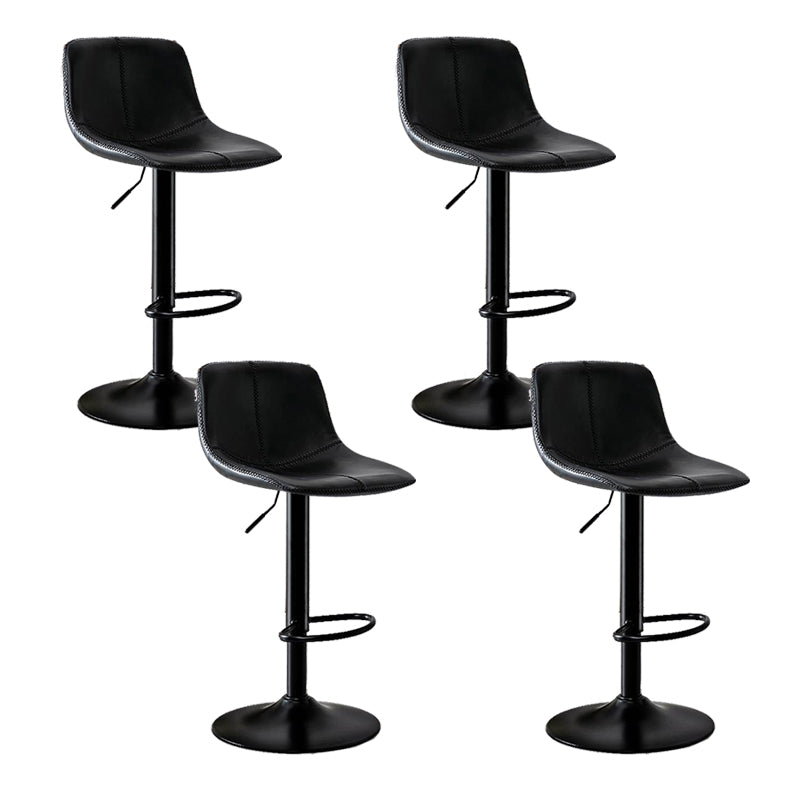 Modern Home Adjustable Height Barstool Matte Finish Leather Swivel Stool
