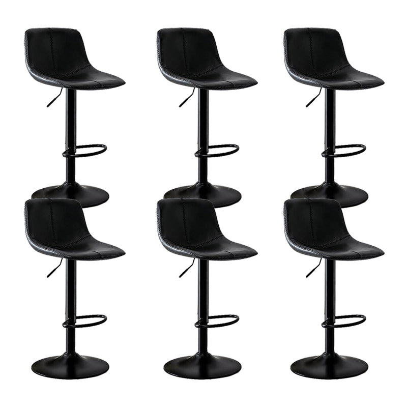 Modern Home Adjustable Height Barstool Matte Finish Leather Swivel Stool