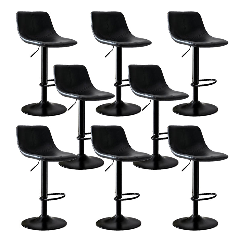 Modern Home Adjustable Height Barstool Matte Finish Leather Swivel Stool