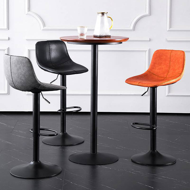 Modern Home Adjustable Height Barstool Matte Finish Leather Swivel Stool