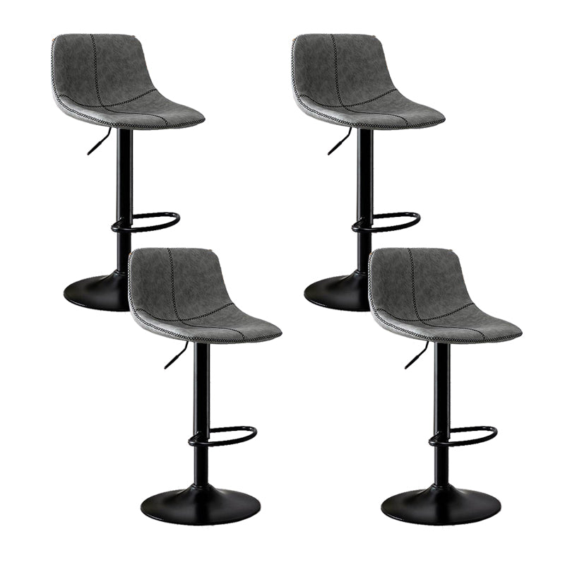 Modern Home Adjustable Height Barstool Matte Finish Leather Swivel Stool
