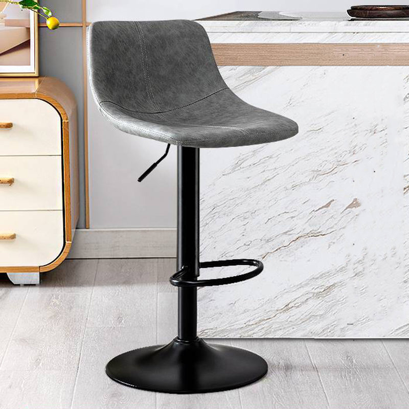 Modern Home Adjustable Height Barstool Matte Finish Leather Swivel Stool
