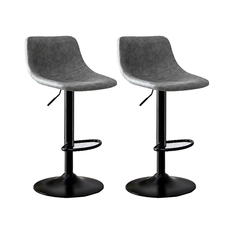 Modern Home Adjustable Height Barstool Matte Finish Leather Swivel Stool