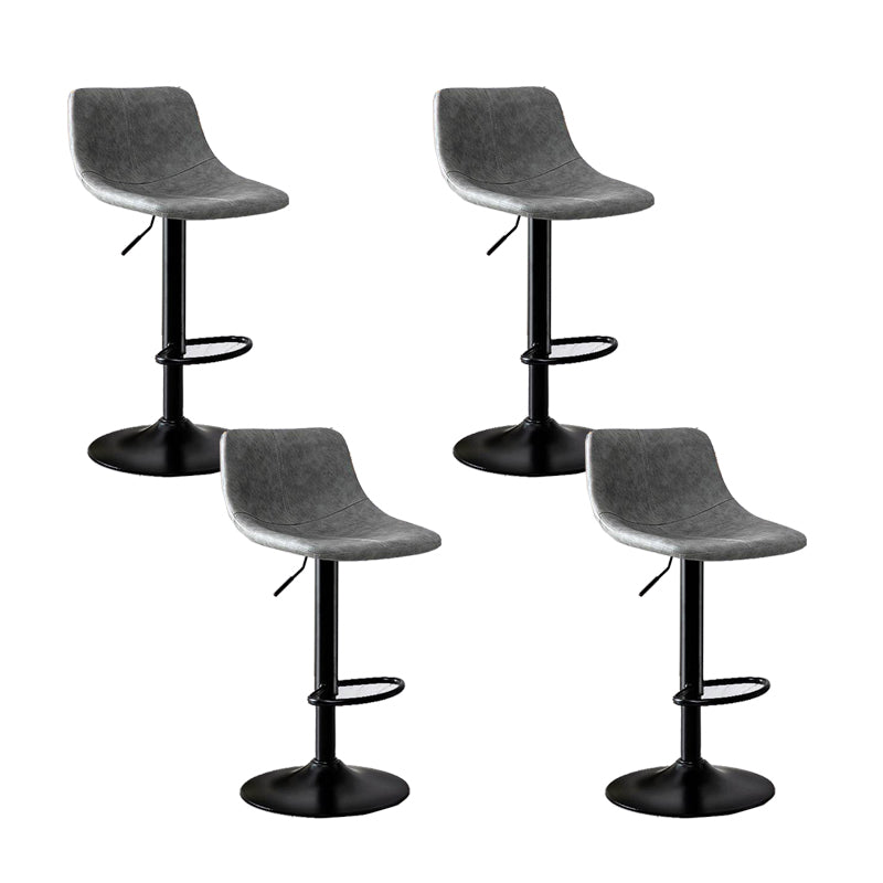 Modern Home Adjustable Height Barstool Matte Finish Leather Swivel Stool