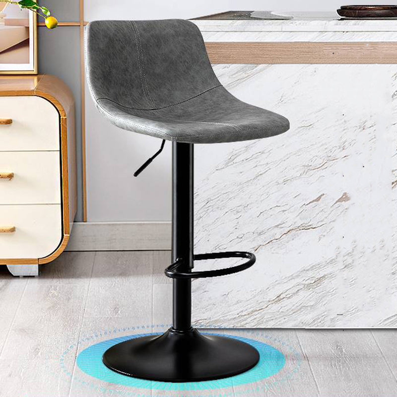 Modern Home Adjustable Height Barstool Matte Finish Leather Swivel Stool