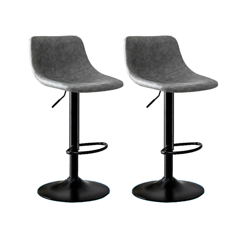Modern Home Adjustable Height Barstool Matte Finish Leather Swivel Stool
