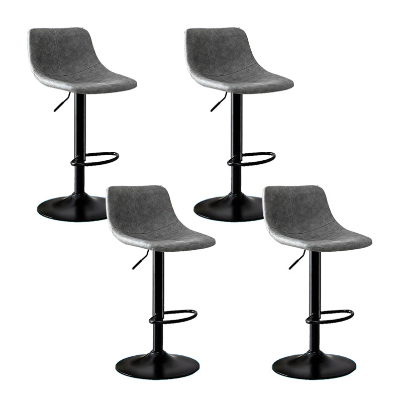 Modern Home Adjustable Height Barstool Matte Finish Leather Swivel Stool