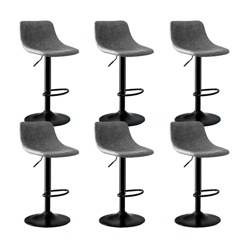 Modern Home Adjustable Height Barstool Matte Finish Leather Swivel Stool