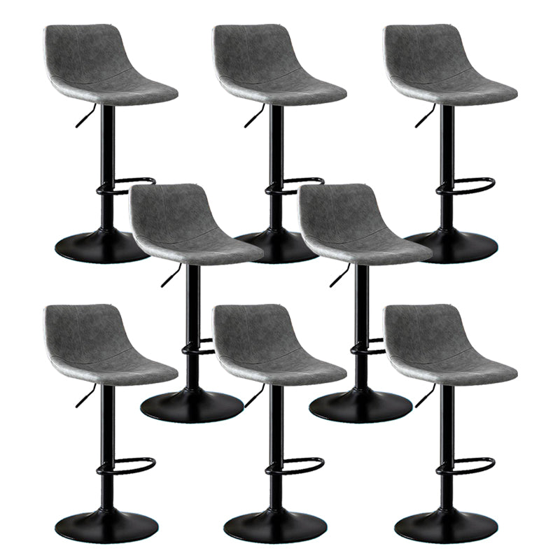 Modern Home Adjustable Height Barstool Matte Finish Leather Swivel Stool