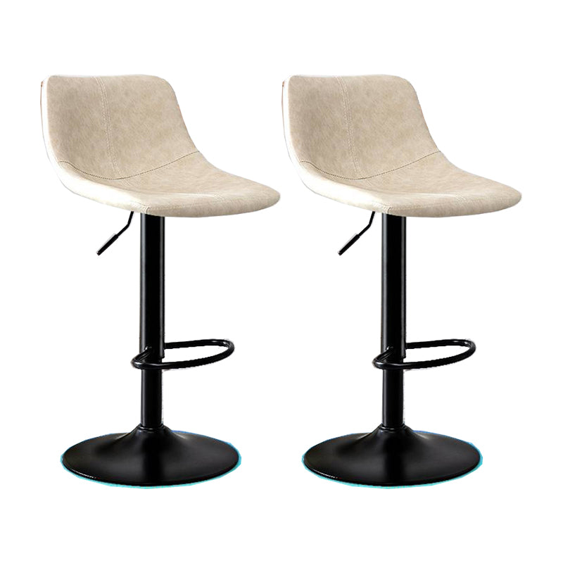 Modern Home Adjustable Height Barstool Matte Finish Leather Swivel Stool