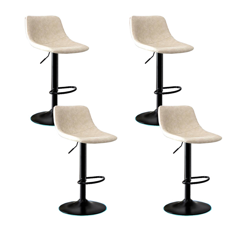 Modern Home Adjustable Height Barstool Matte Finish Leather Swivel Stool