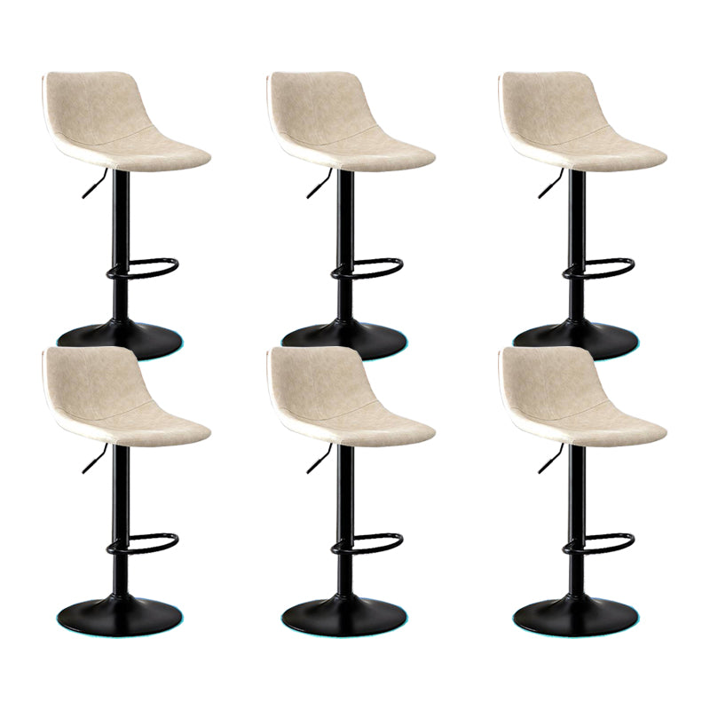 Modern Home Adjustable Height Barstool Matte Finish Leather Swivel Stool