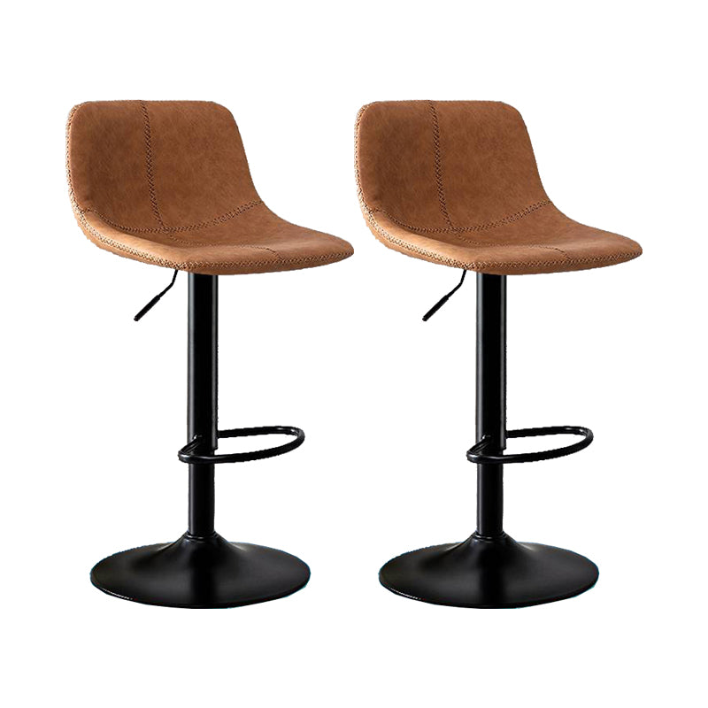 Modern Home Adjustable Height Barstool Matte Finish Leather Swivel Stool
