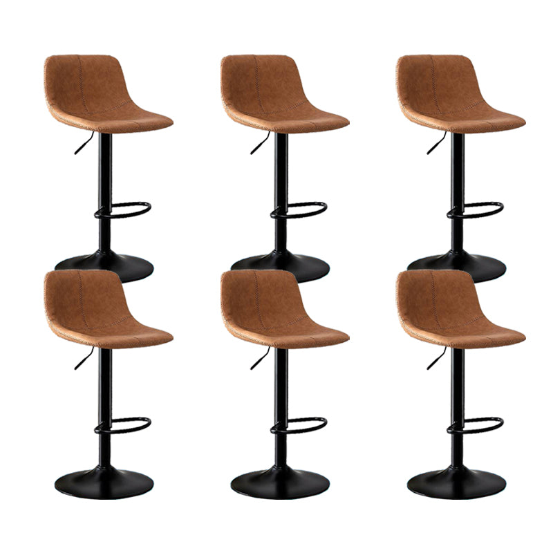 Modern Home Adjustable Height Barstool Matte Finish Leather Swivel Stool