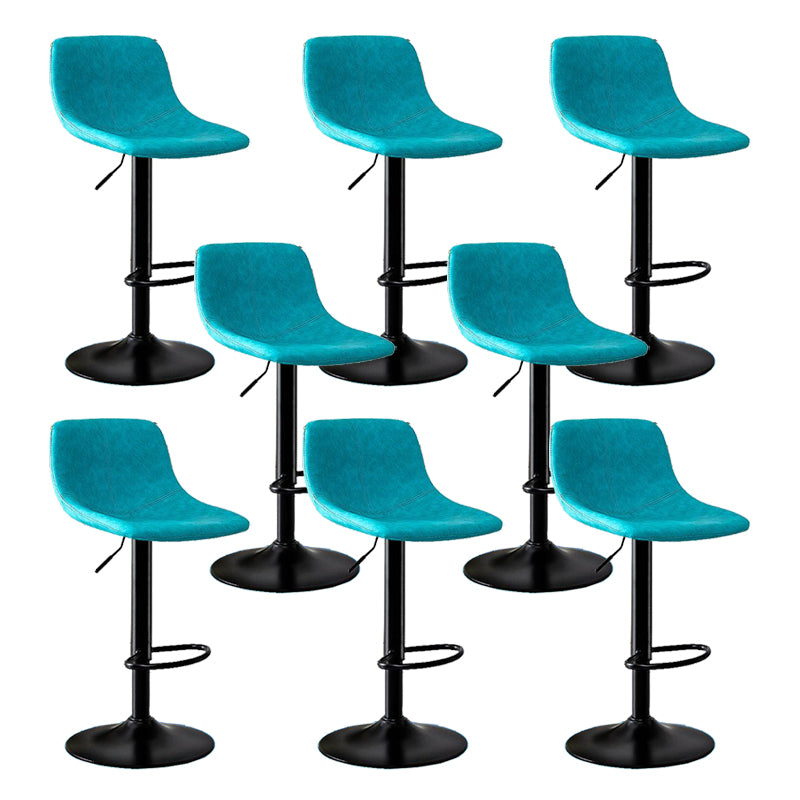 Modern Home Adjustable Height Barstool Matte Finish Leather Swivel Stool