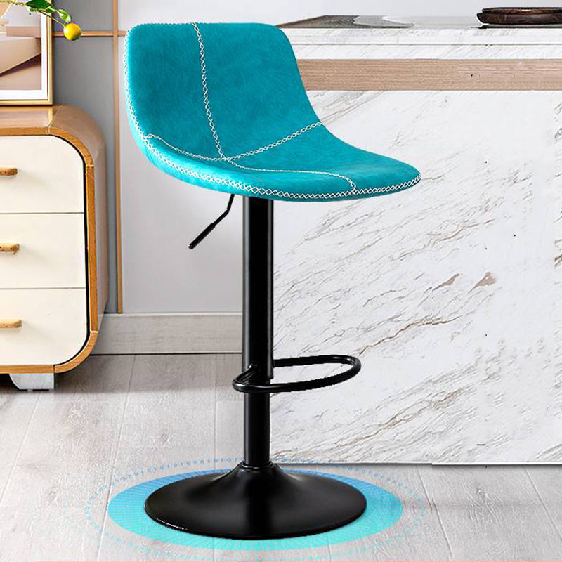 Modern Home Adjustable Height Barstool Matte Finish Leather Swivel Stool