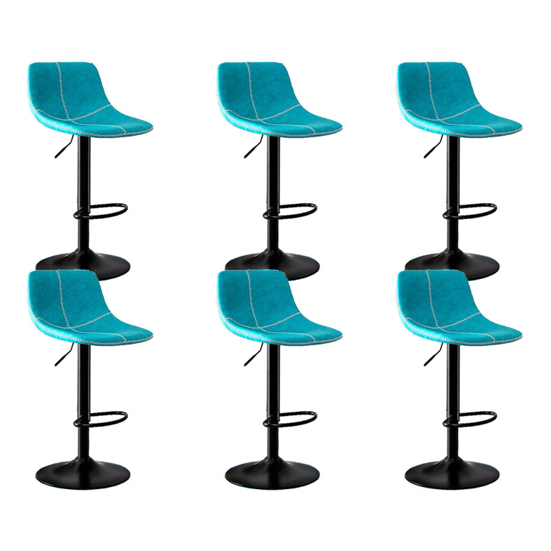 Modern Home Adjustable Height Barstool Matte Finish Leather Swivel Stool