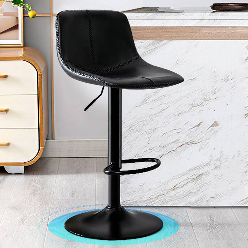 Modern Home Adjustable Height Barstool Matte Finish Leather Swivel Stool