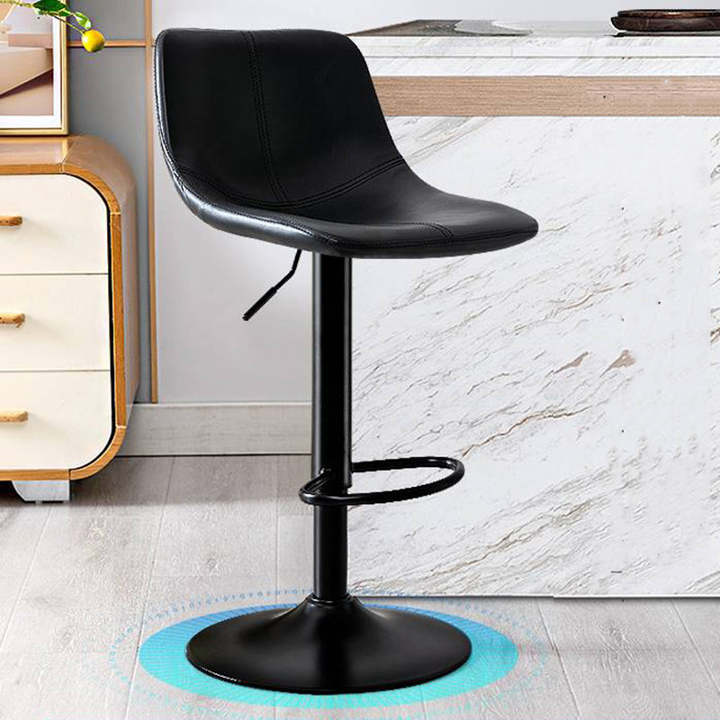 Modern Home Adjustable Height Barstool Matte Finish Leather Swivel Stool