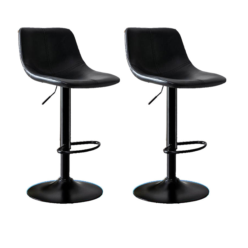 Modern Home Adjustable Height Barstool Matte Finish Leather Swivel Stool