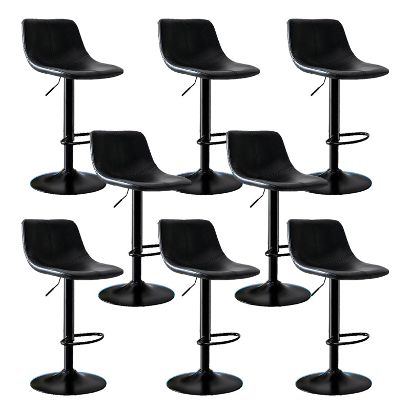 Modern Home Adjustable Height Barstool Matte Finish Leather Swivel Stool