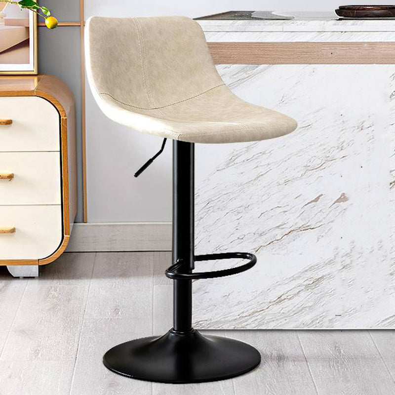 Modern Home Adjustable Height Barstool Matte Finish Leather Swivel Stool