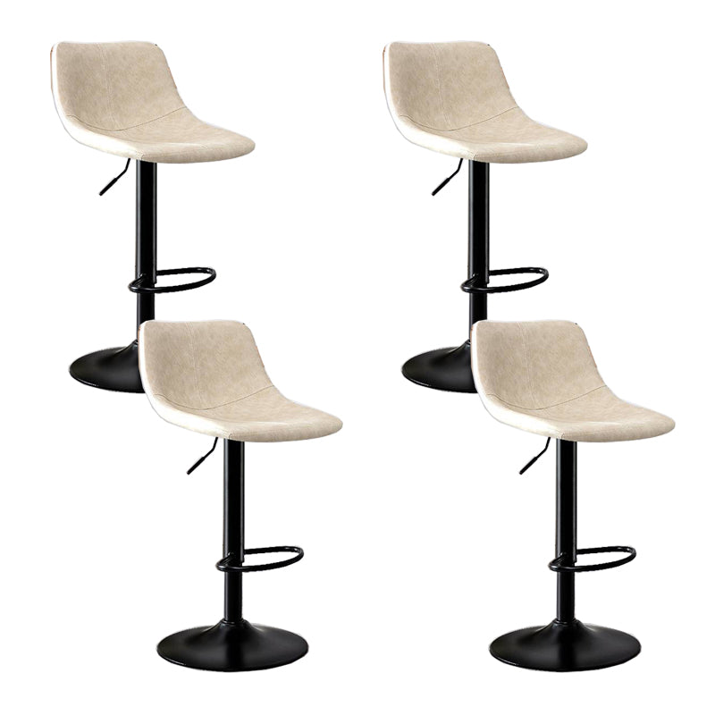 Modern Home Adjustable Height Barstool Matte Finish Leather Swivel Stool