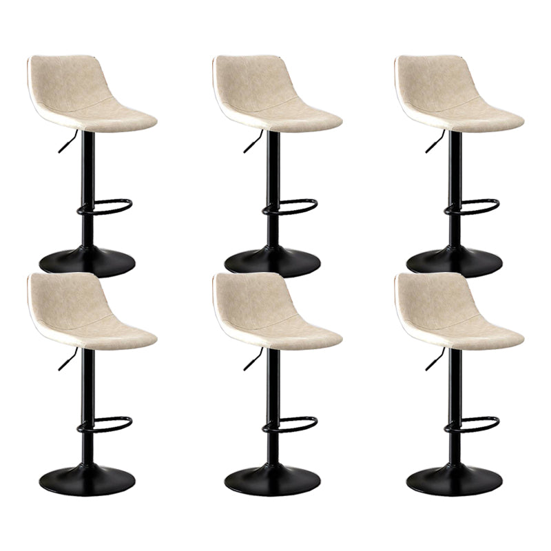 Modern Home Adjustable Height Barstool Matte Finish Leather Swivel Stool