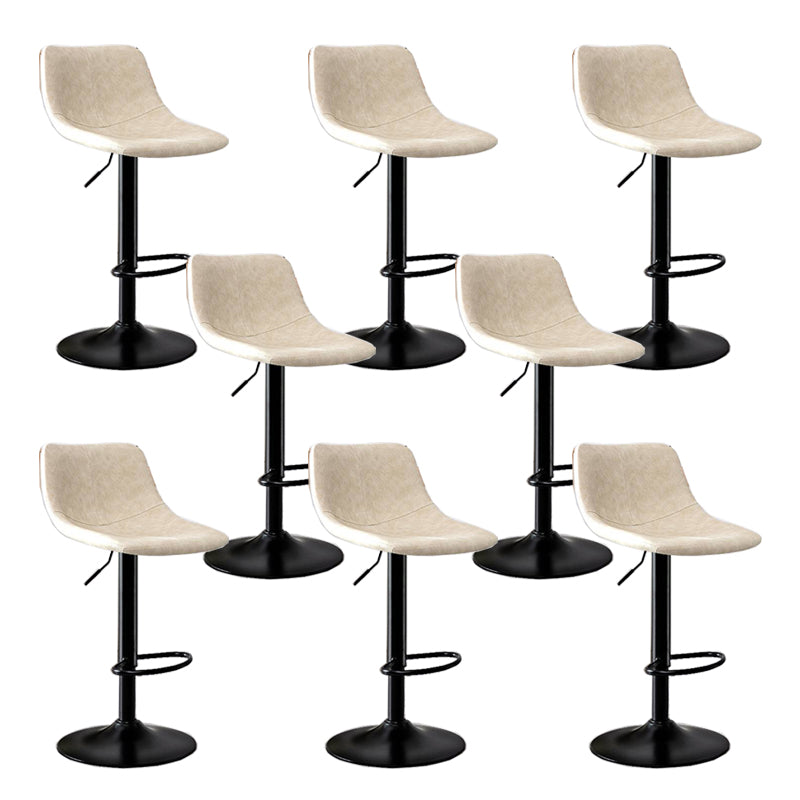 Modern Home Adjustable Height Barstool Matte Finish Leather Swivel Stool