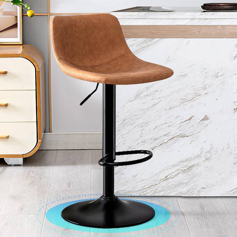 Modern Home Adjustable Height Barstool Matte Finish Leather Swivel Stool