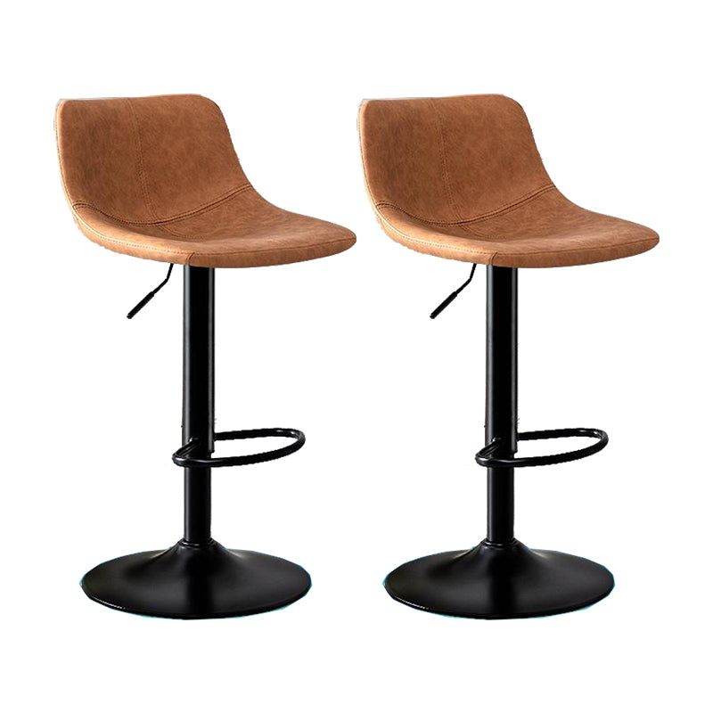 Modern Home Adjustable Height Barstool Matte Finish Leather Swivel Stool