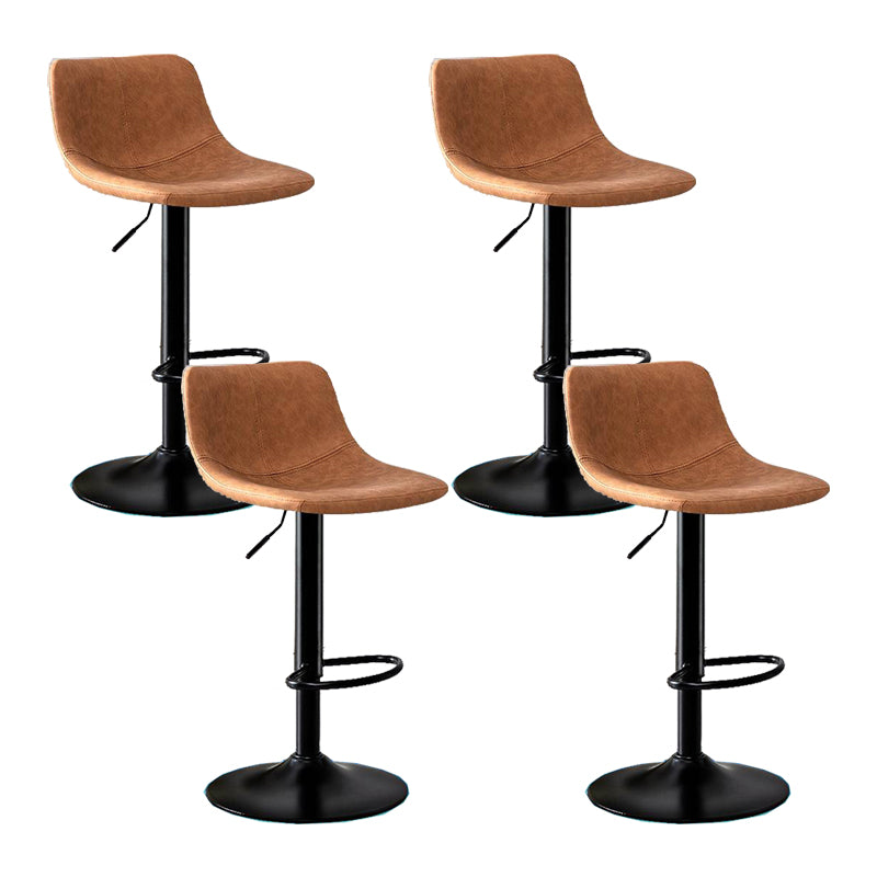 Modern Home Adjustable Height Barstool Matte Finish Leather Swivel Stool