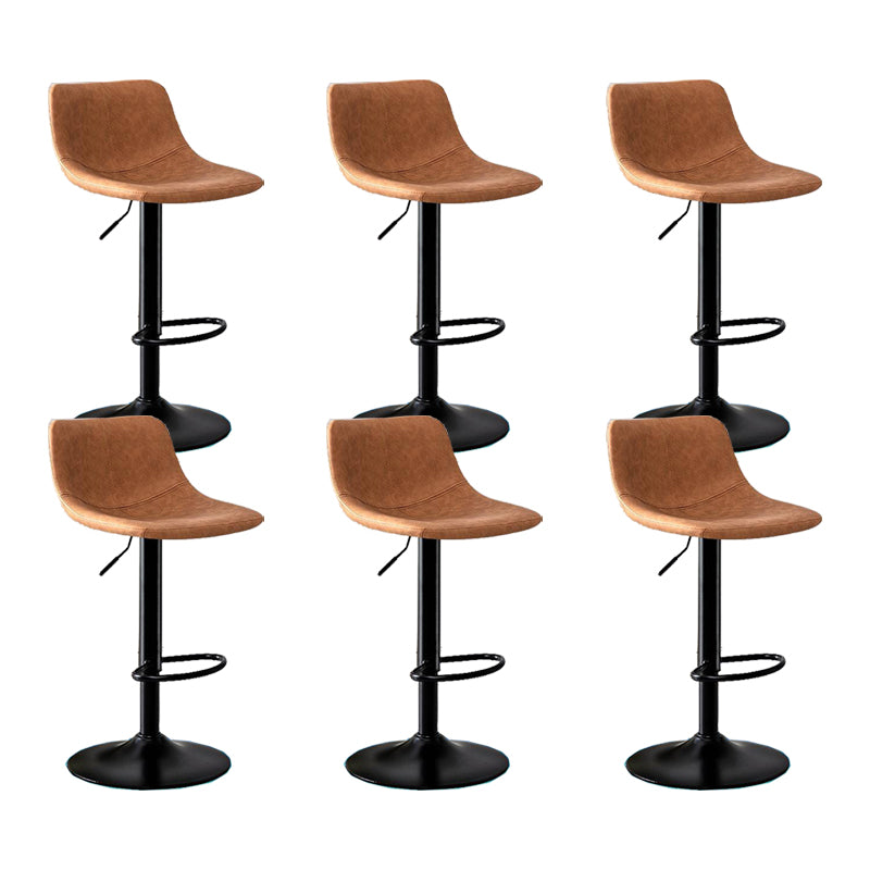Modern Home Adjustable Height Barstool Matte Finish Leather Swivel Stool
