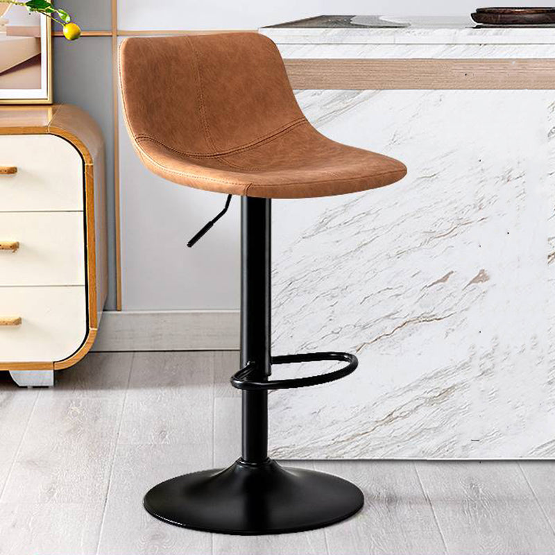 Modern Home Adjustable Height Barstool Matte Finish Leather Swivel Stool