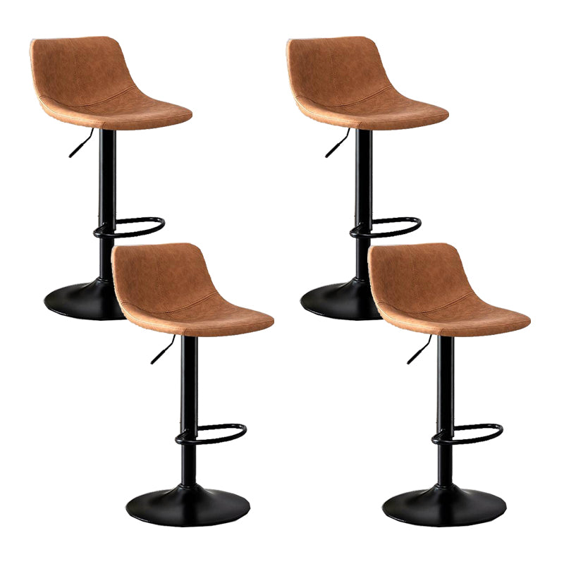 Modern Home Adjustable Height Barstool Matte Finish Leather Swivel Stool