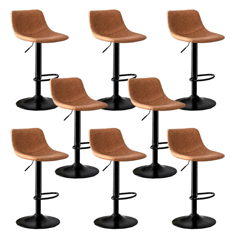 Modern Home Adjustable Height Barstool Matte Finish Leather Swivel Stool
