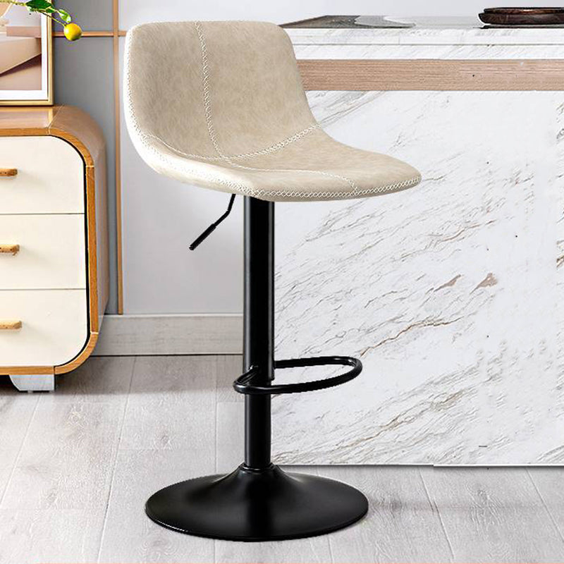 Modern Home Adjustable Height Barstool Matte Finish Leather Swivel Stool