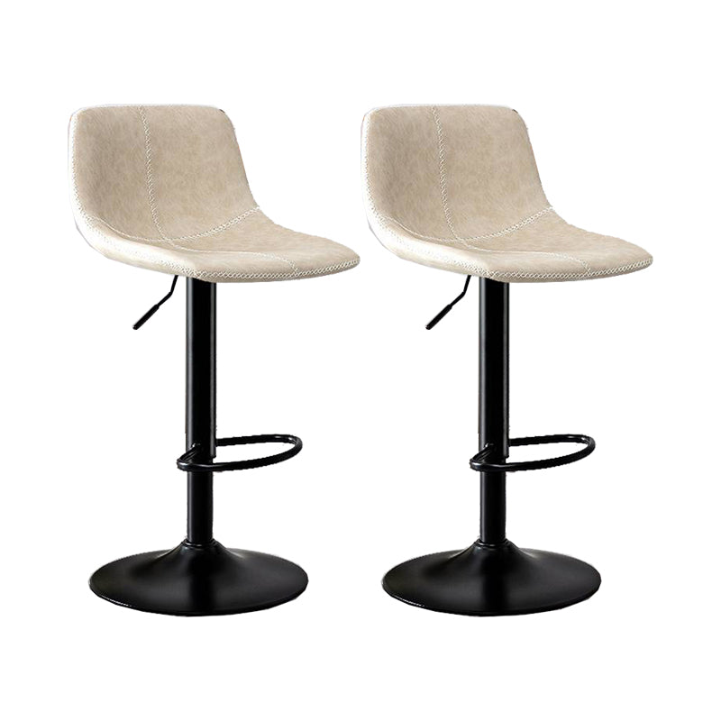 Modern Home Adjustable Height Barstool Matte Finish Leather Swivel Stool