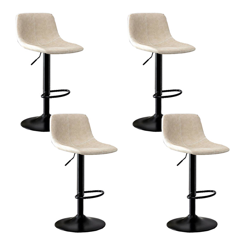 Modern Home Adjustable Height Barstool Matte Finish Leather Swivel Stool