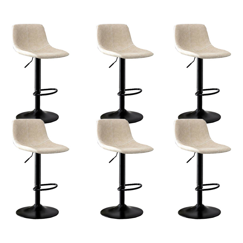 Modern Home Adjustable Height Barstool Matte Finish Leather Swivel Stool