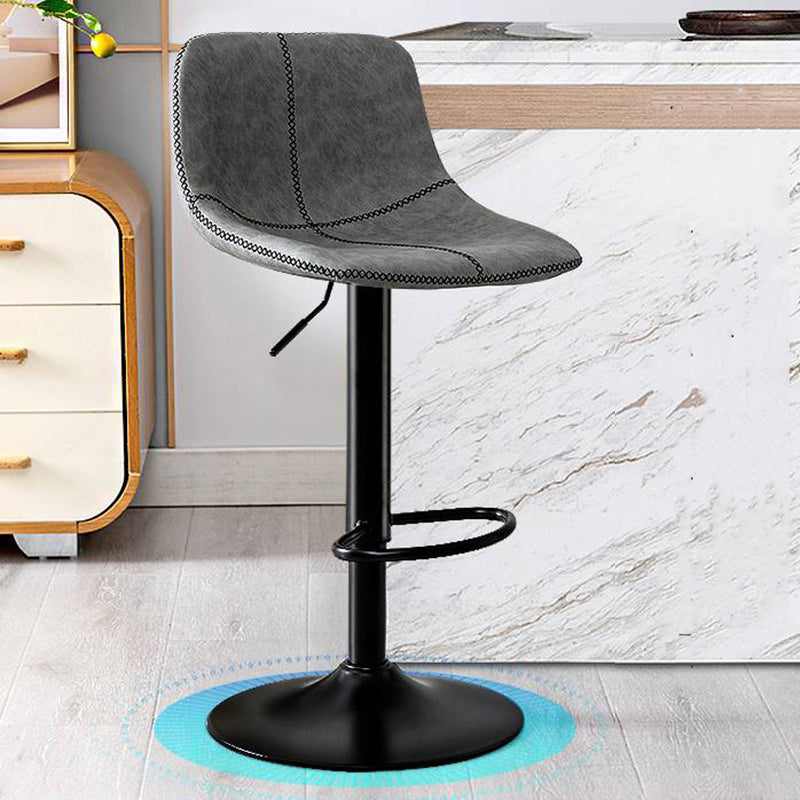 Modern Home Adjustable Height Barstool Matte Finish Leather Swivel Stool