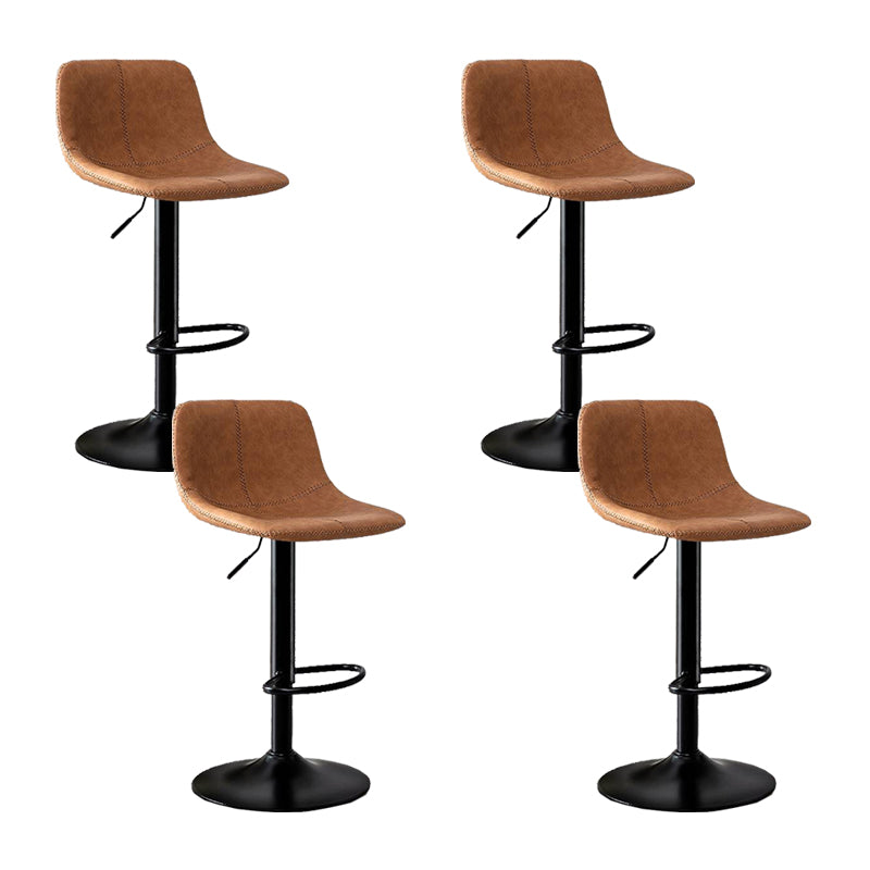 Modern Home Adjustable Height Barstool Matte Finish Leather Swivel Stool