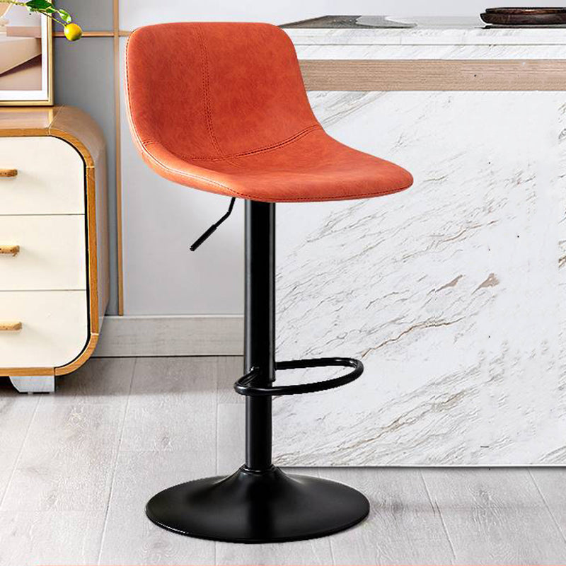 Modern Home Adjustable Height Barstool Matte Finish Leather Swivel Stool