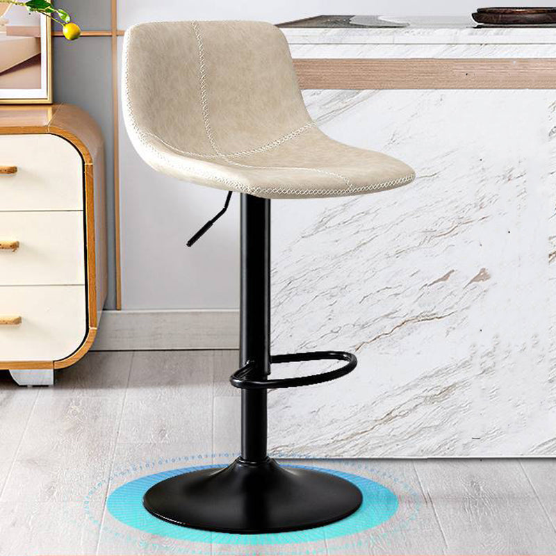 Modern Home Adjustable Height Barstool Matte Finish Leather Swivel Stool