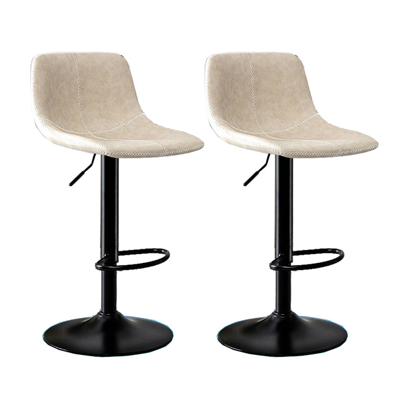 Modern Home Adjustable Height Barstool Matte Finish Leather Swivel Stool