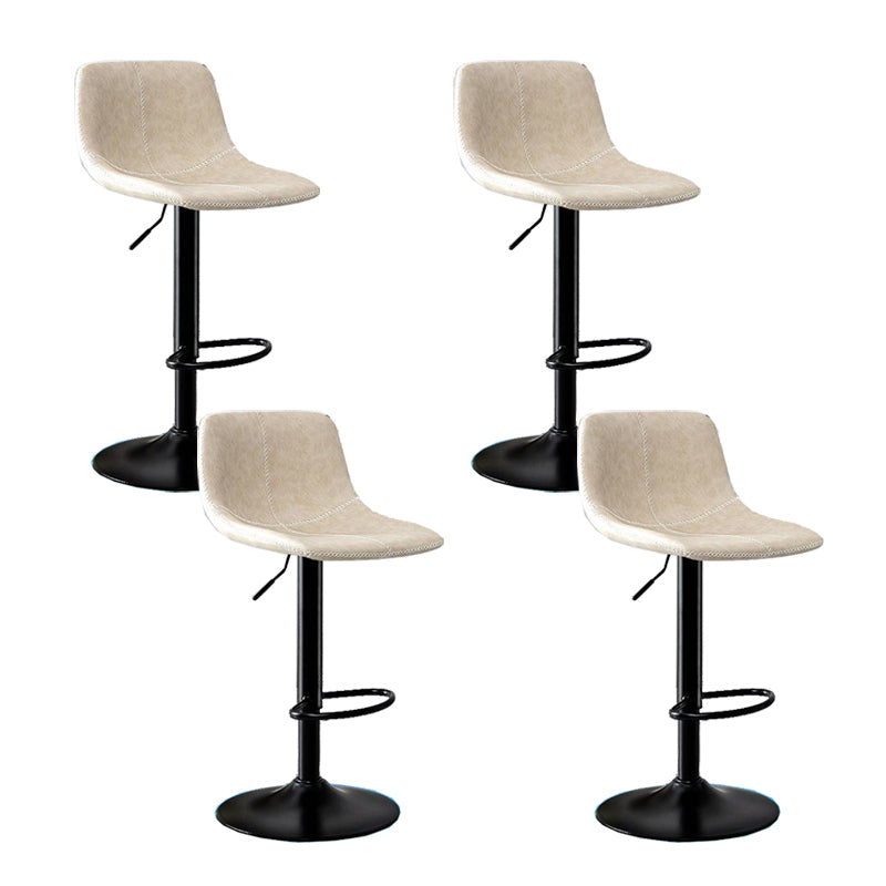 Modern Home Adjustable Height Barstool Matte Finish Leather Swivel Stool